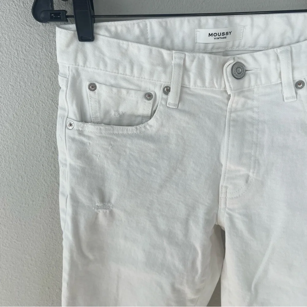Moussy Vintage Velma Skinny Ankle Jeans White Denim Distressed Women’s 28
